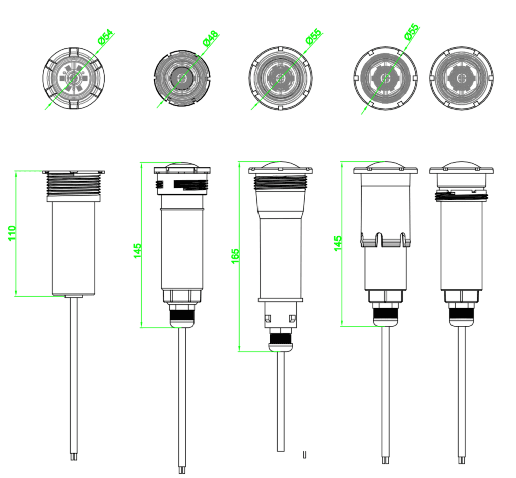size of fiberglass pool light