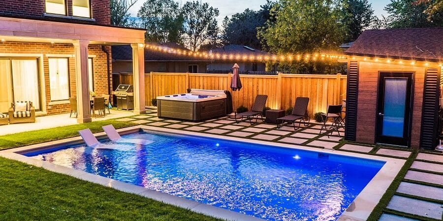 Backyard Pool with light salt generator
