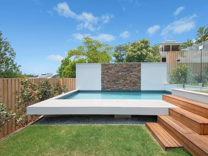 concrete pool with salt chorinator